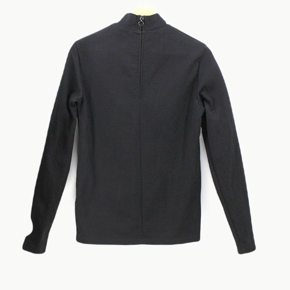 GOLDEN GOOSE Black Mock Neck Sweatshirt Back Zip Watch Cutout Top SZ XS Italy - Picture 4 of 16